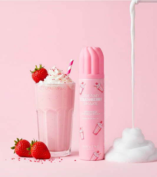 Mousse de douche milkshake à la fraise